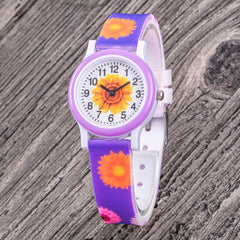 Çocuk Kol Saati Silikon Bileklik Kordon Kız Çocuk Saati Çiçek Temalı ST-304349