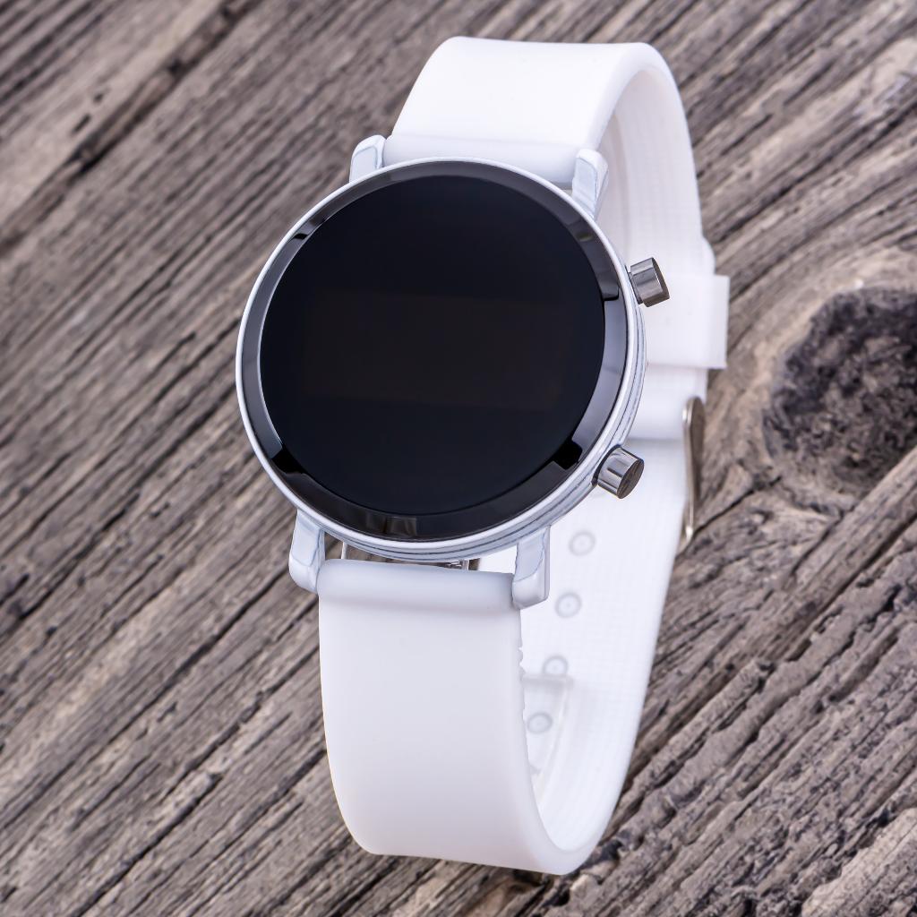 Kadın Beyaz Renk Silikon Kordon Dijital Led Çocuk Yetişkin Kol Saati ST-304319