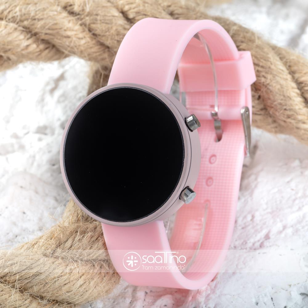 Led Watch Toz Pembe Renk Dijital Bayan Yetişkin Kız Çocuk Kol Silikon Saati ST-303560