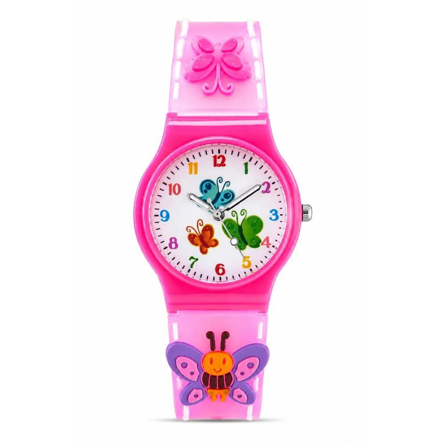 3D Kabartmalı Kelebek Desenli Kız Çocuk Saati Pembe ST-304449