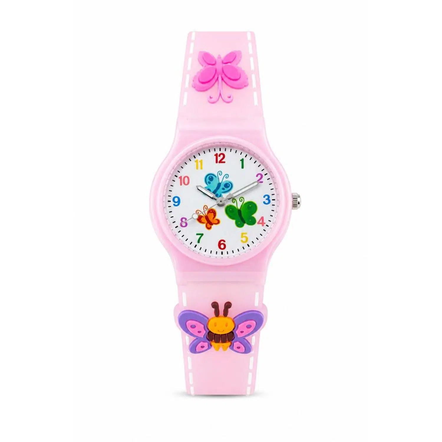 3D Kabartmalı Kelebek Desenli Kız Çocuk Saati Pembe ST-304436