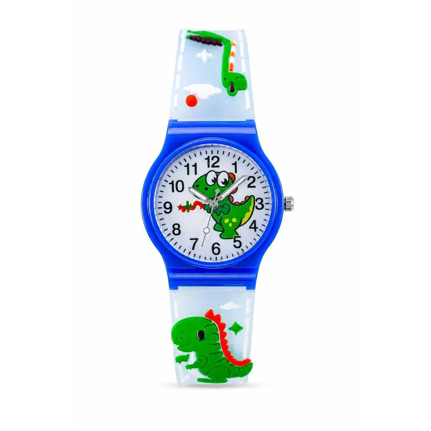Erkek Çocuk Dinozor Figürlü Mavi Analog Silikon Kordon Kol Saati ST-304437