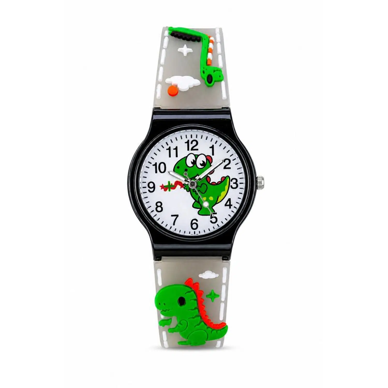 Erkek Çocuk Dinozor Figürlü Füme Analog Silikon Kordon Kol Saati ST-304439