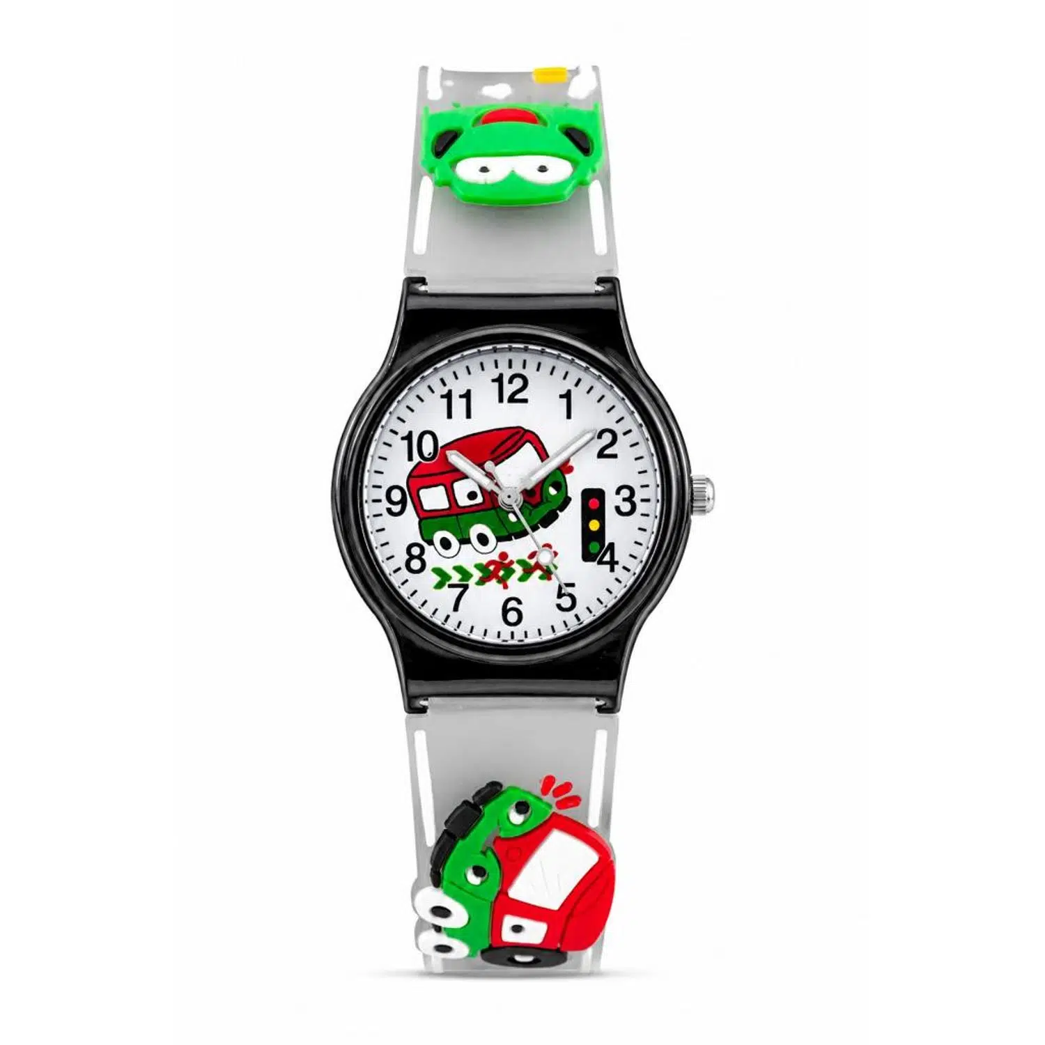 Erkek Çocuk Siyah Kasa Füme Silikon Kordon Araba Desenli Analog Kol Saati ST-304443