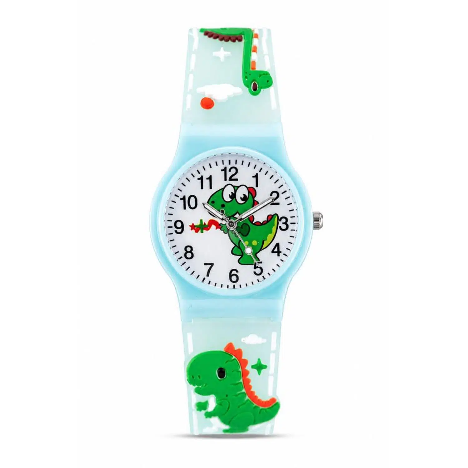 Erkek Çocuk Turkuaz Dinozor Desenli Silikon Kordon Analog Kol Saati ST-304442