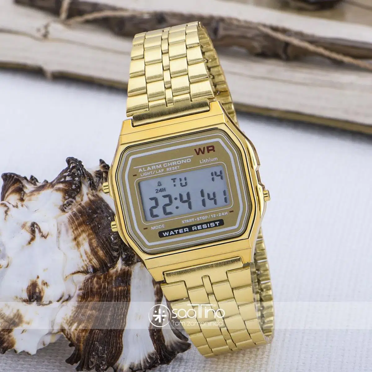 Gold Renk Çelik Kordonlu Dijital Retro Bayan Kol Saati ST-303615